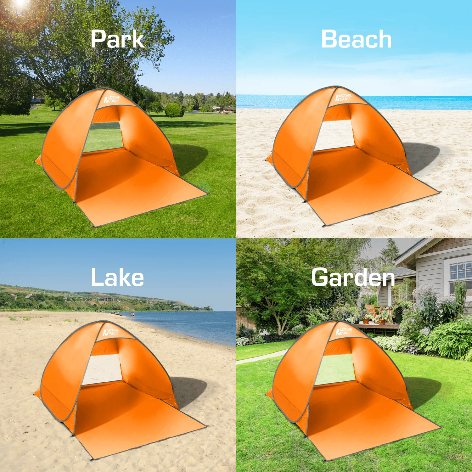 2 Person Beach Tent with UV Protection - Orange