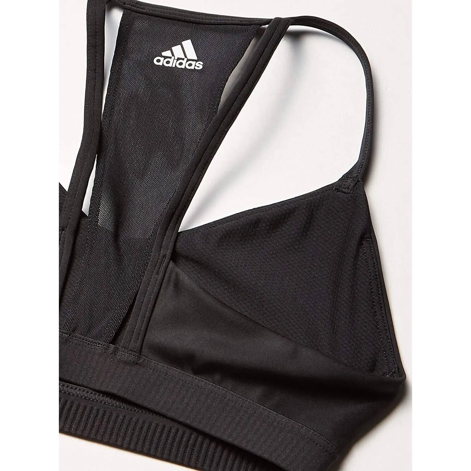 Adidas Women's All Me 3 Stripe Mesh Low-Impact Sports Bra Black NWT