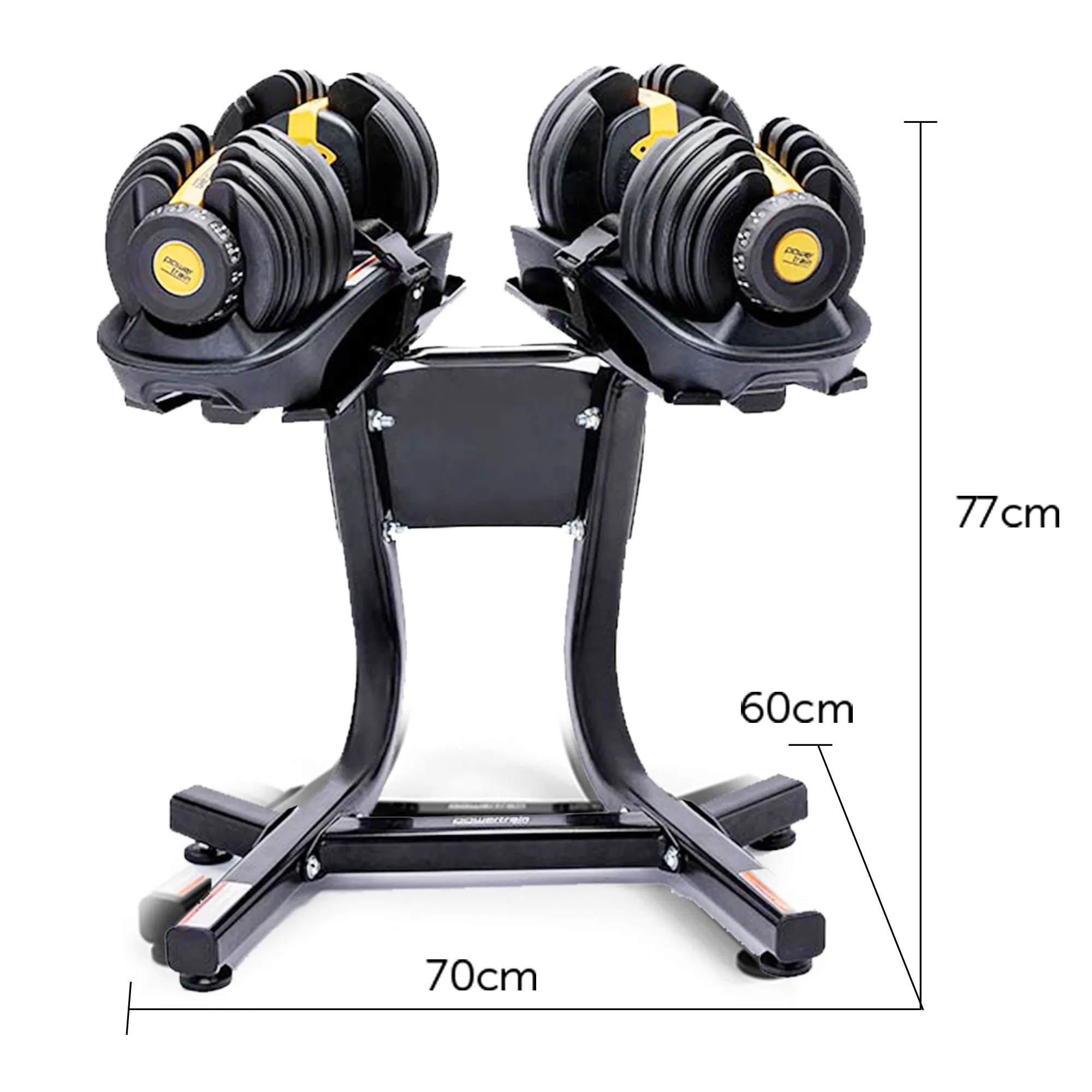 Adjustable 48KG Dumbbell Set with Stand - Powertrain