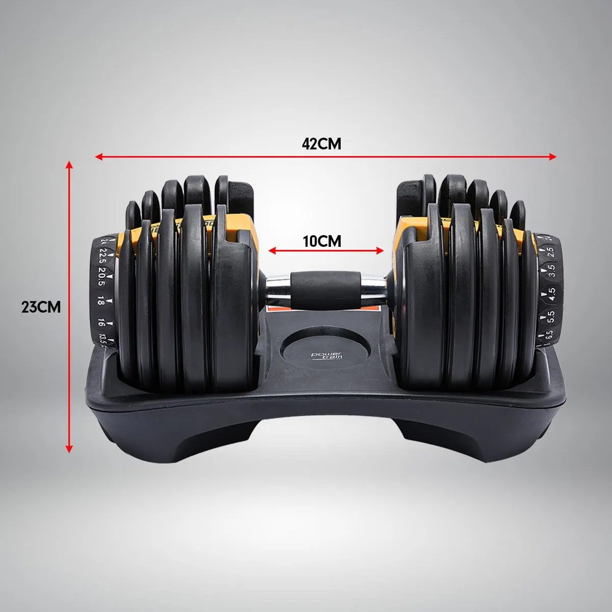 Adjustable 48KG Dumbbell Set with Stand - Powertrain