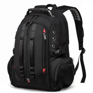 BANGE Waterproof Travel Men Backpack Rechargeable Large Capacity Shoulders Bag with Earplug Hole (Black)