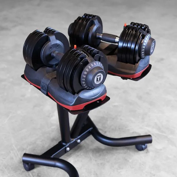 Body-Solid Adjustable Dumbbells Pair – 11 to 66 lbs. with Optional Stand SDBX132