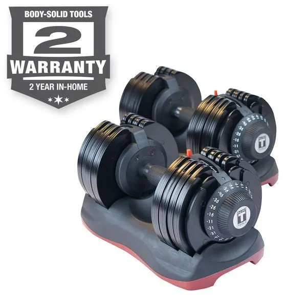 Body-Solid Adjustable Dumbbells Pair – 11 to 66 lbs. with Optional Stand SDBX132