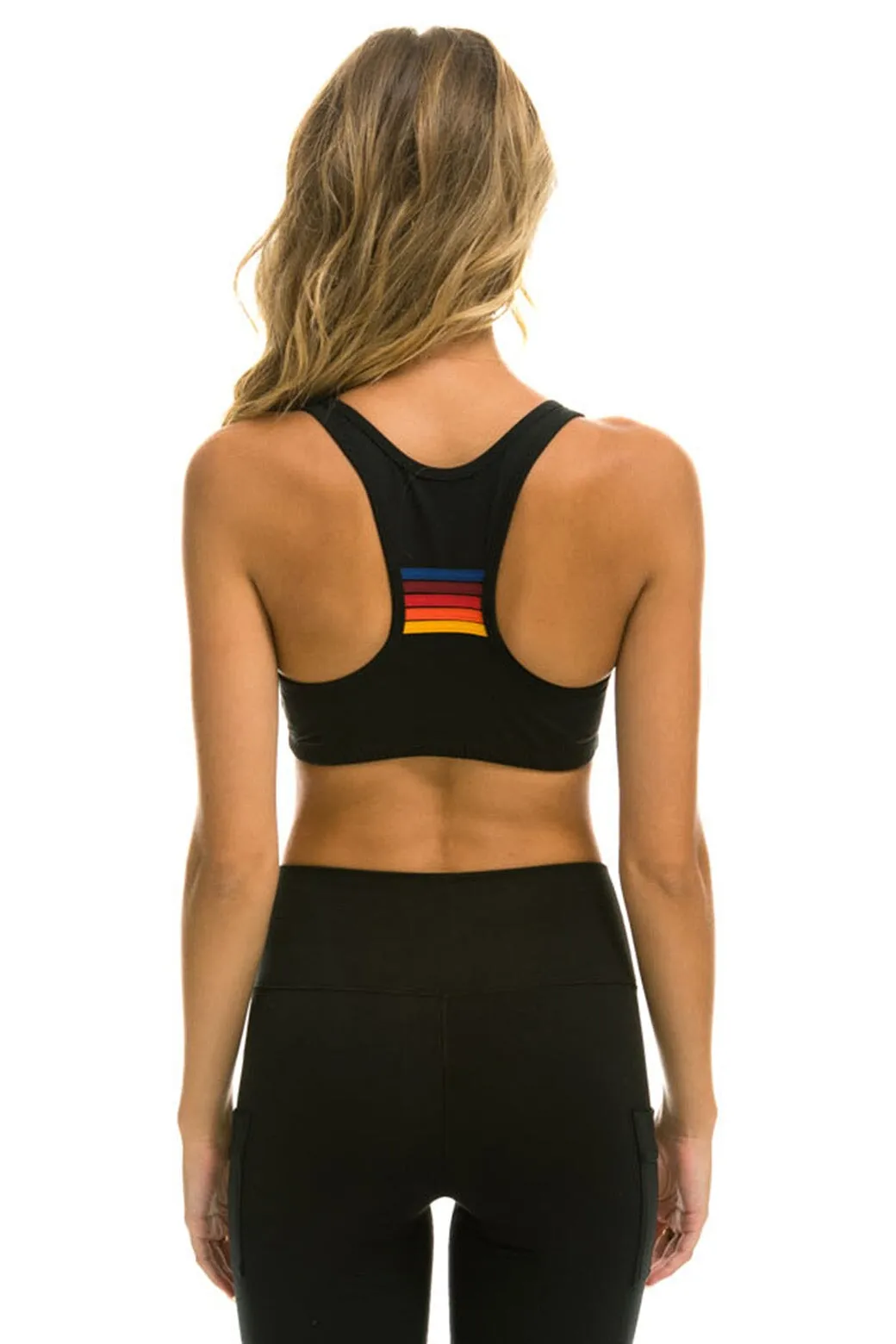 BOLT EMBROIDERY SPORTS BRA - BLACK