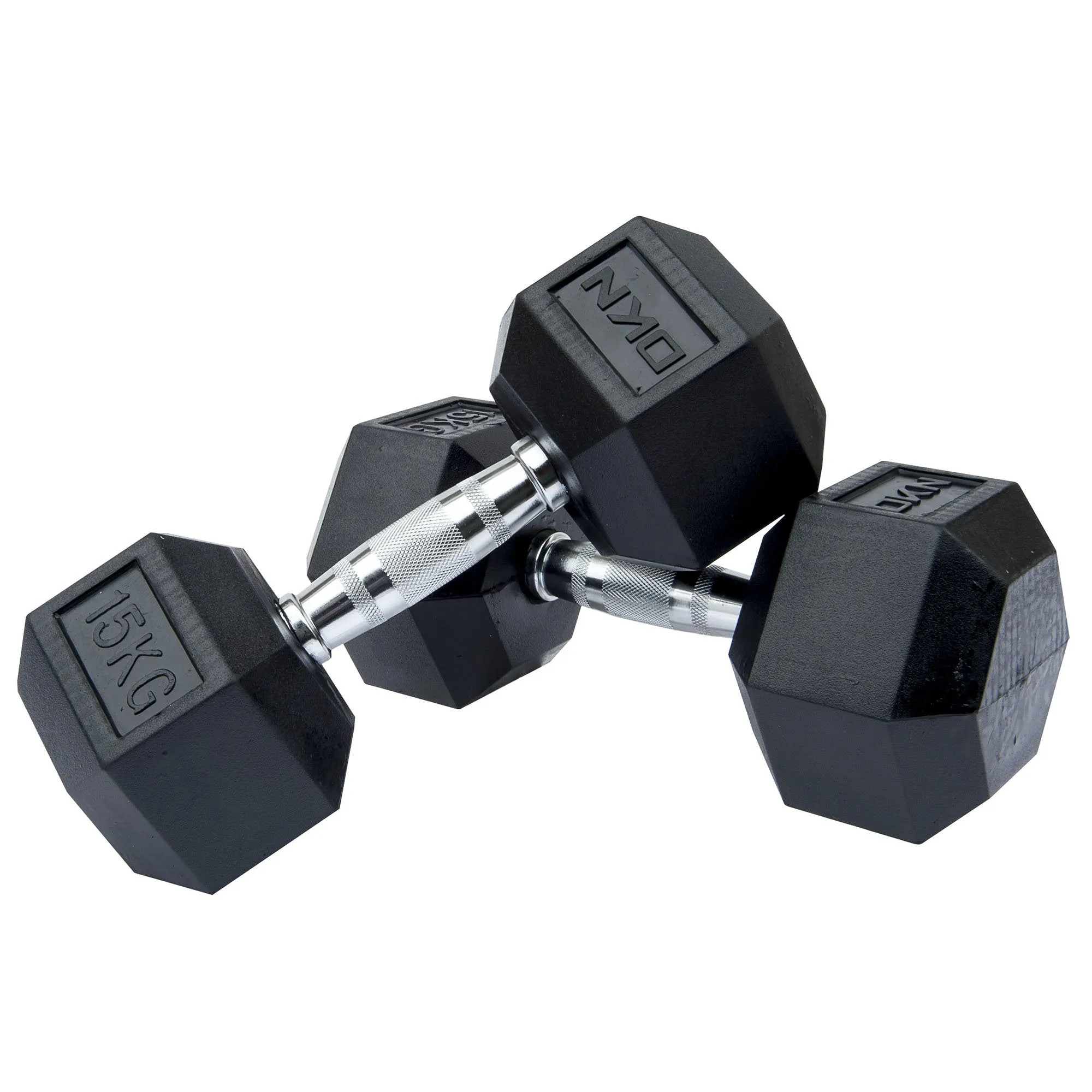 DKN 5kg to 30kg Rubber Hex Dumbbell Set - 9 Pairs