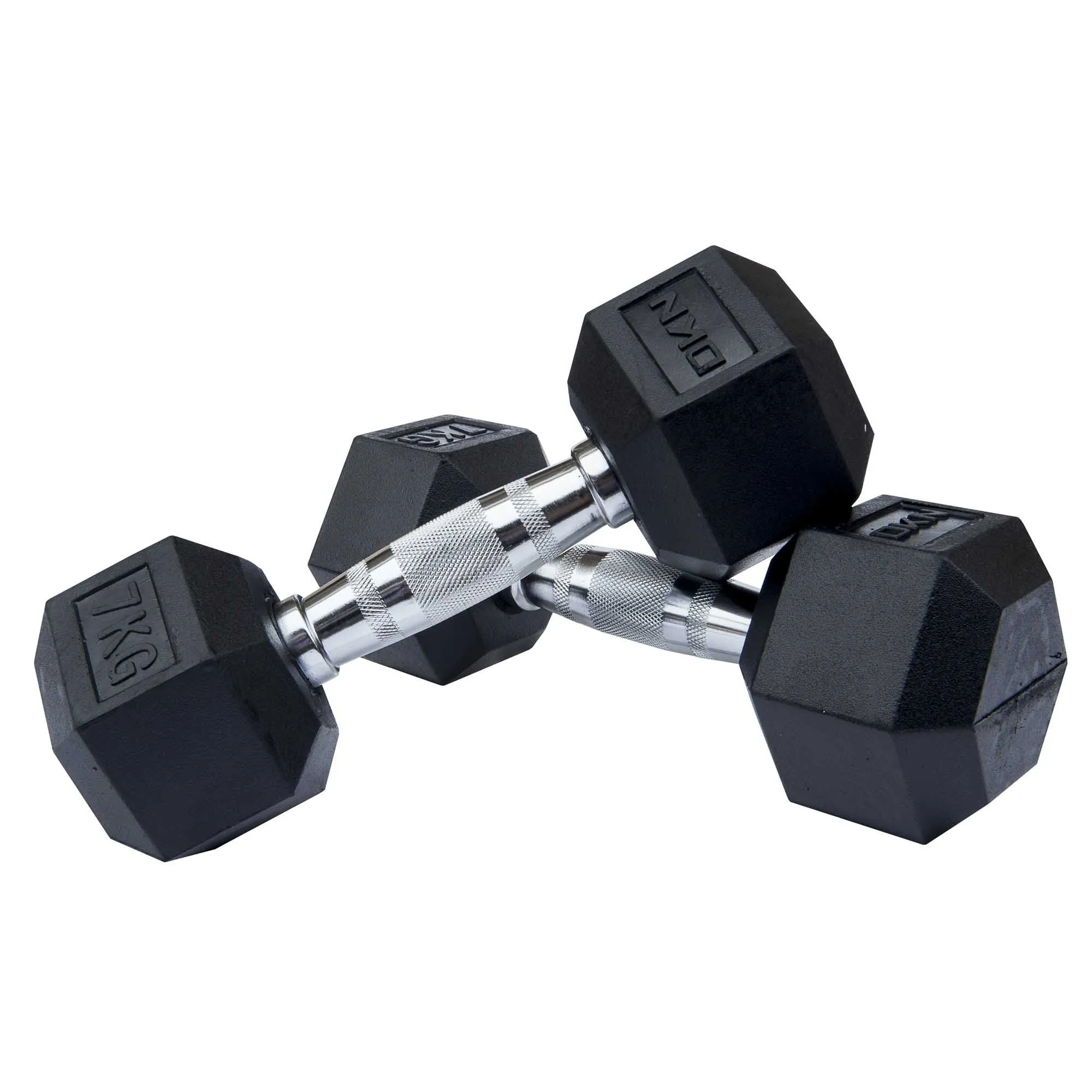 DKN 5kg to 30kg Rubber Hex Dumbbell Set - 9 Pairs