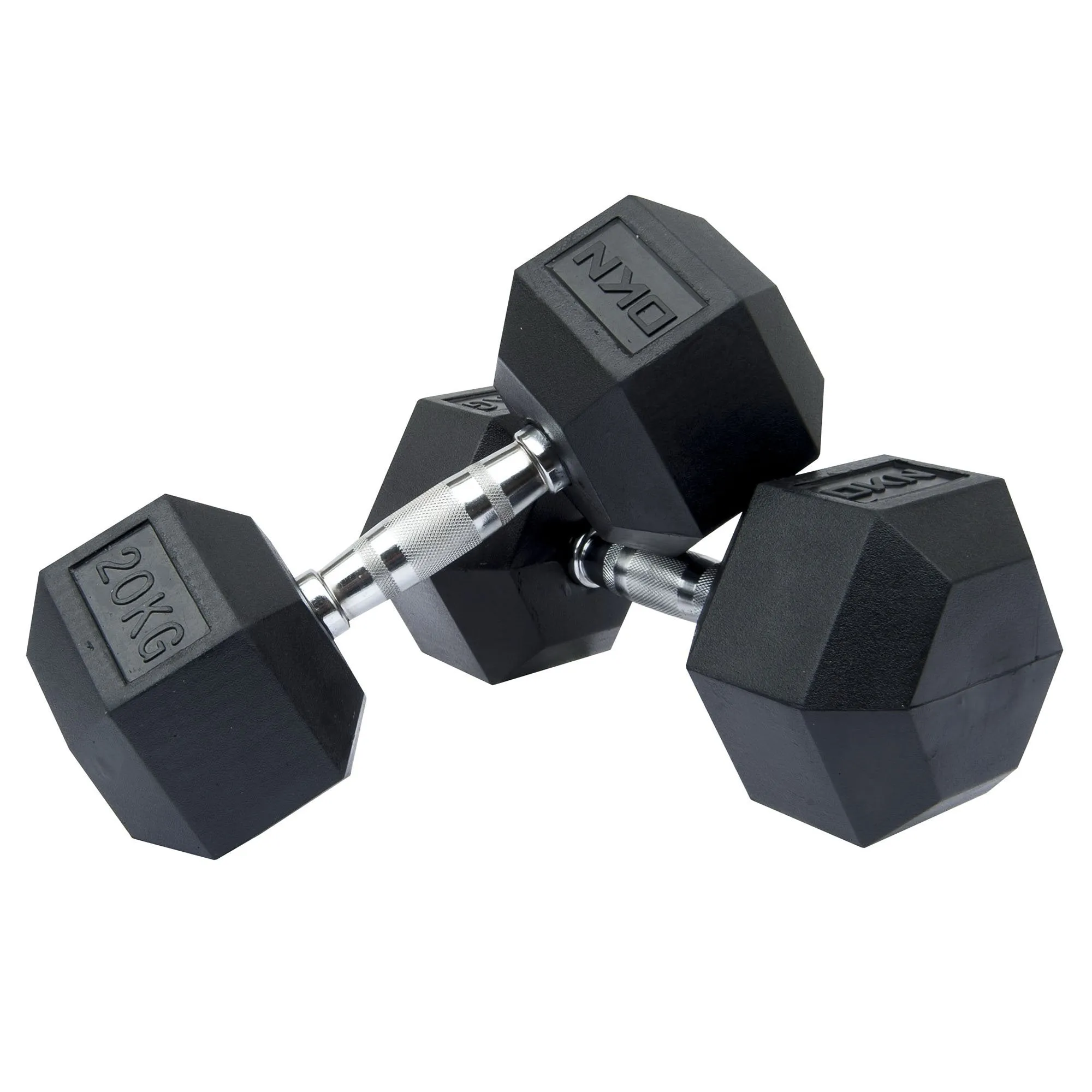 DKN 5kg to 30kg Rubber Hex Dumbbell Set - 9 Pairs