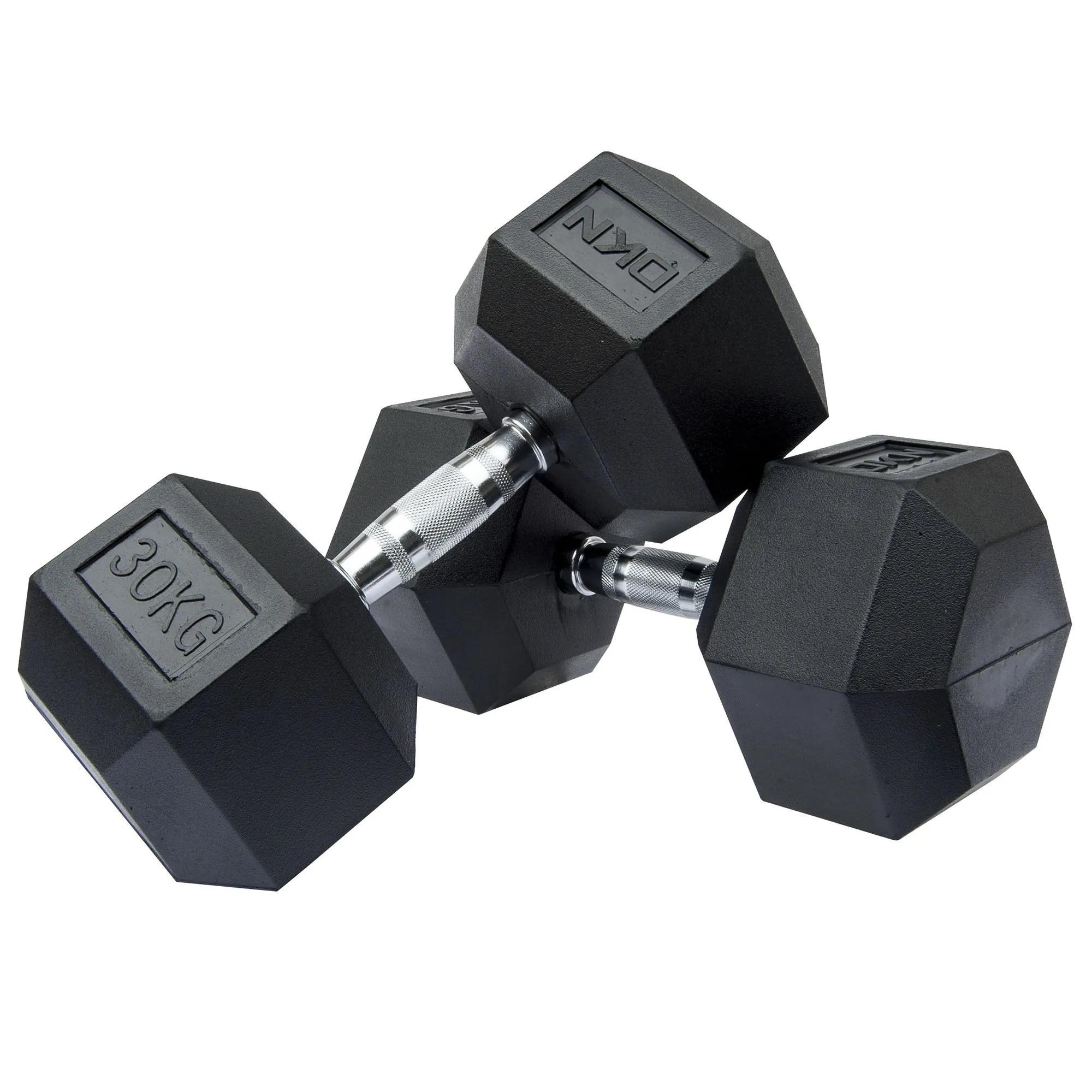 DKN 5kg to 30kg Rubber Hex Dumbbell Set - 9 Pairs