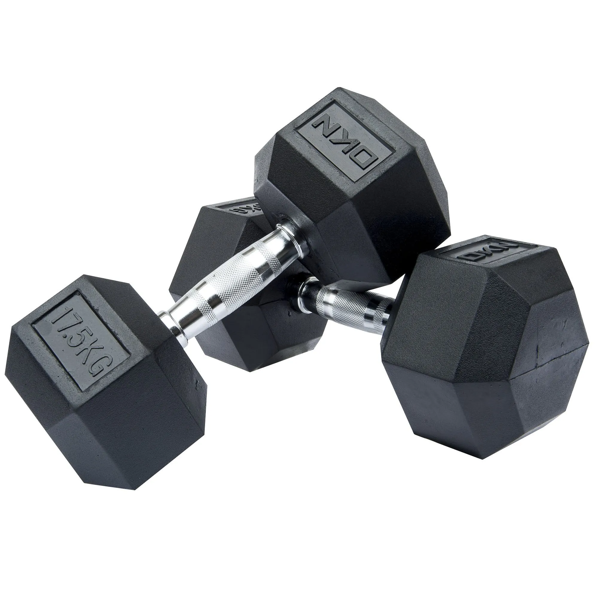 DKN 5kg to 30kg Rubber Hex Dumbbell Set - 9 Pairs