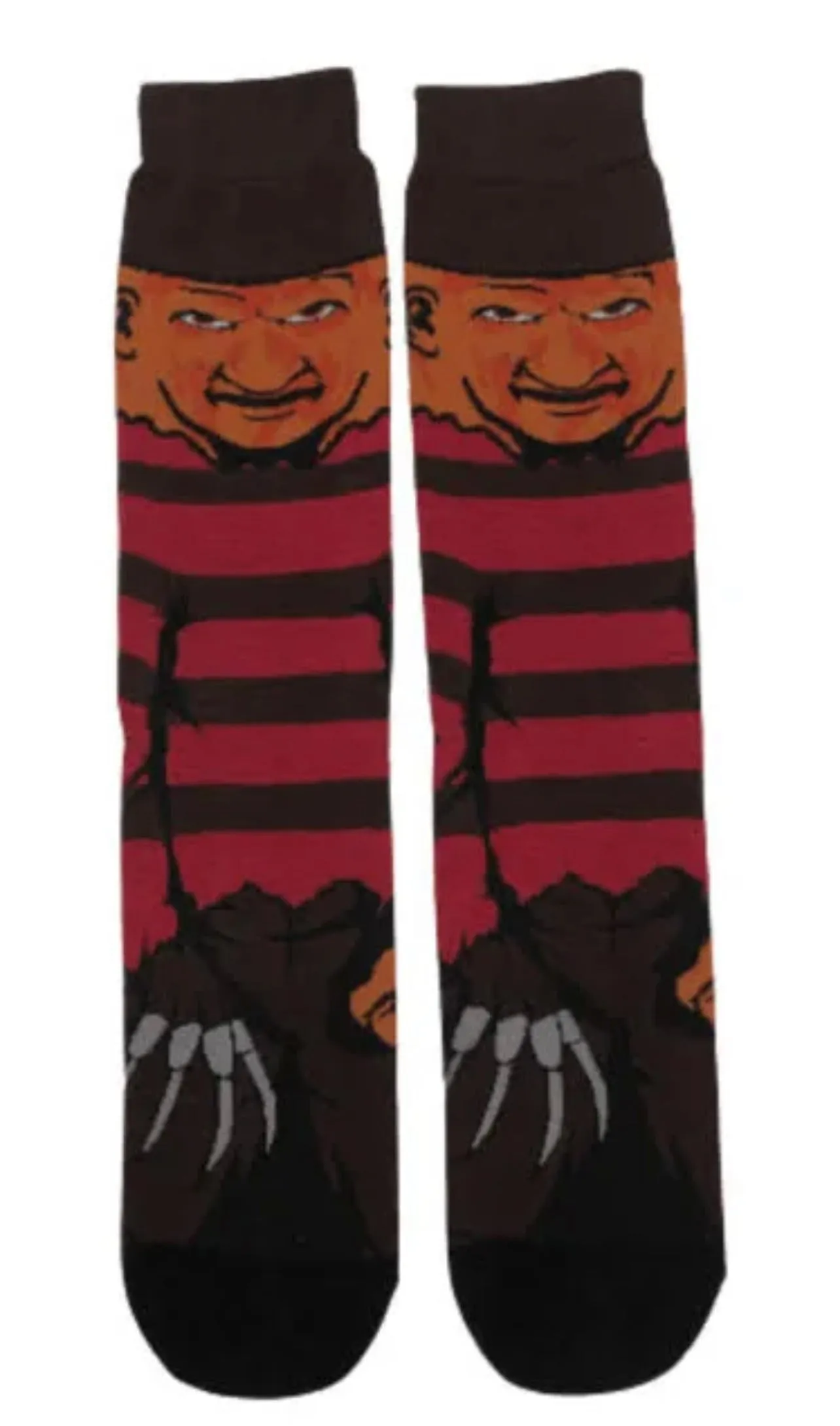 Freddy Kruger Nightmare on Elm Street Horror Socks, Fun Novelty Unisex 360 Degree Artwork Character Designed Crew Socks