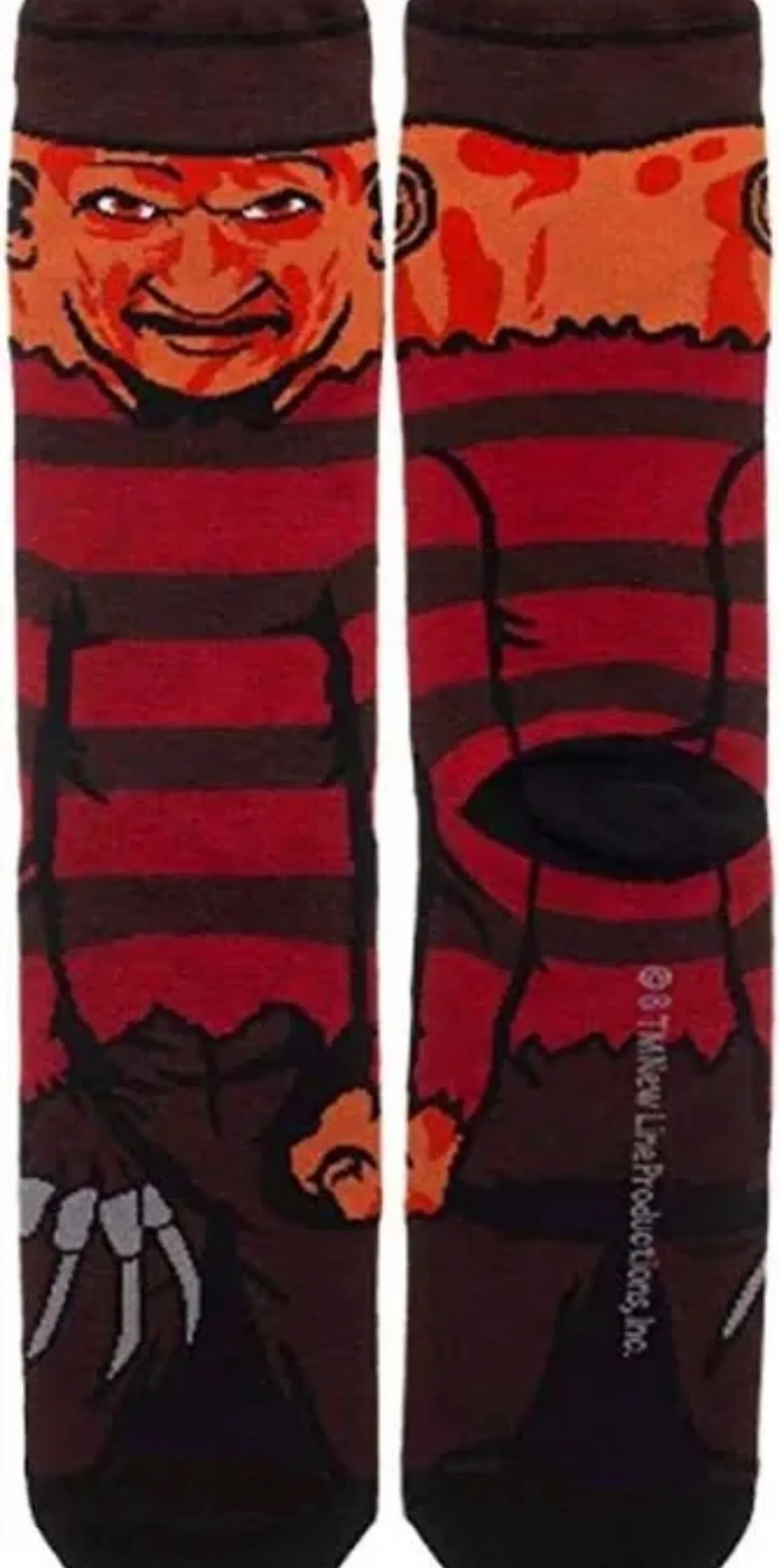 Freddy Kruger Nightmare on Elm Street Horror Socks, Fun Novelty Unisex 360 Degree Artwork Character Designed Crew Socks