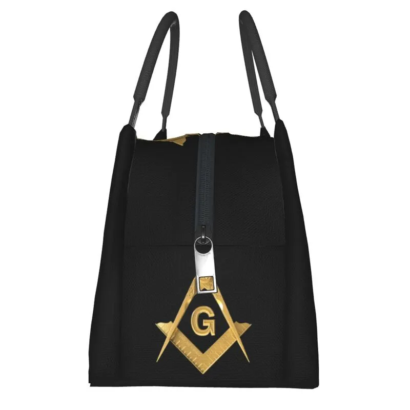 Master Mason Blue Lodge Lunch Bag - Black & Gold Square and Compass G