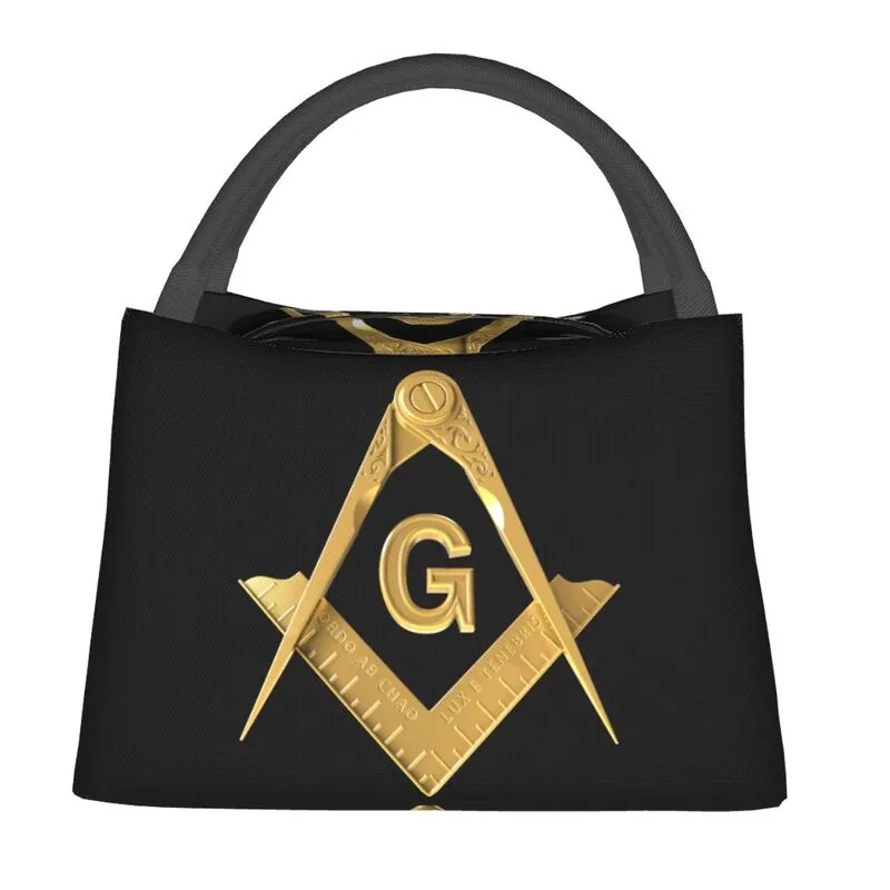 Master Mason Blue Lodge Lunch Bag - Black & Gold Square and Compass G