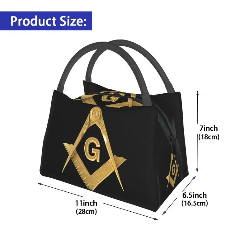 Master Mason Blue Lodge Lunch Bag - Black & Gold Square and Compass G