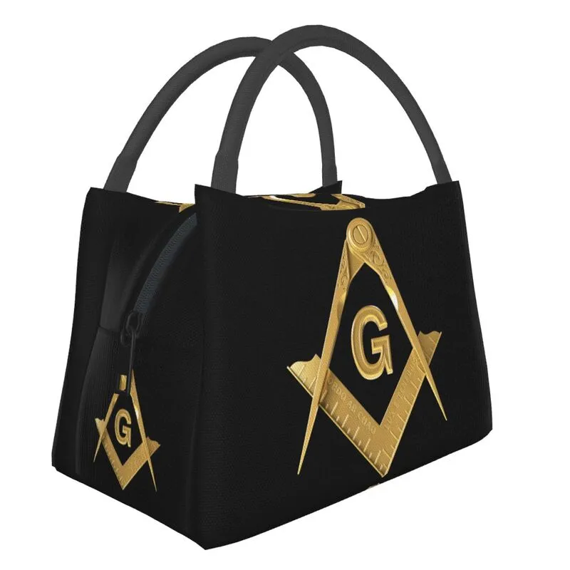 Master Mason Blue Lodge Lunch Bag - Black & Gold Square and Compass G