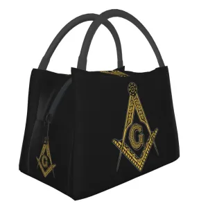 Master Mason Blue Lodge Lunch Bag - Gold & Black Thermal Insulated