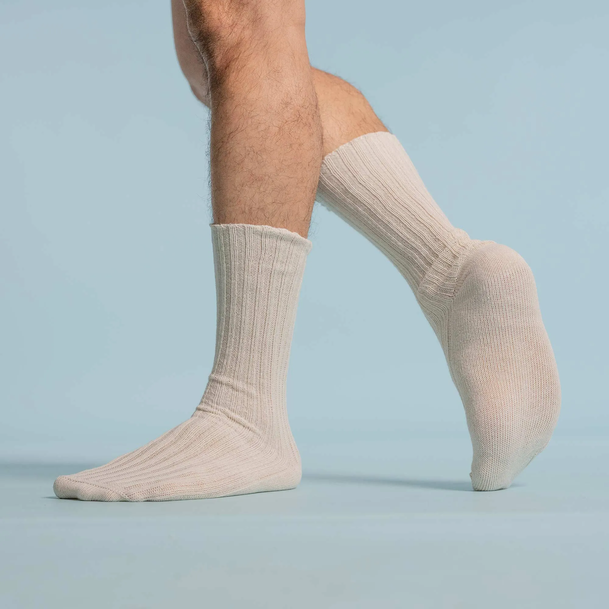 MEADOWVALLEY Elastic-free Organic Linen Crew Socks (with Organic Cotton) (No Polyester, No Latex, No Spandex, No Nylon, No Polyamide, No Plastic, No Synthetics) (100% Biodegradable)