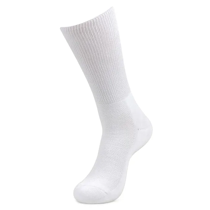 Men's Crew Length Diabetic Socks (White)