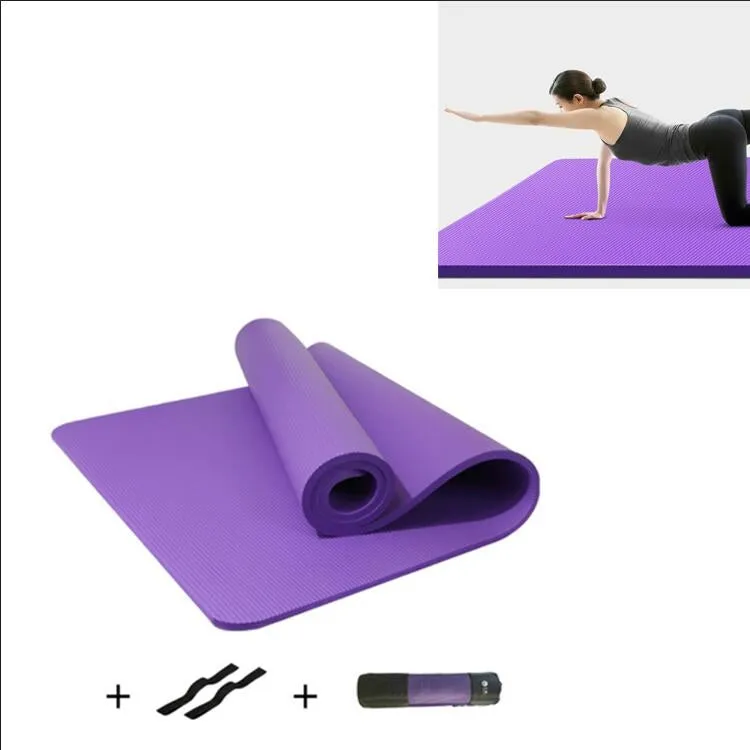 Purple Men and Women Beginners Home Non-slip Yoga Mat with Straps & Tutorial & Net Bag, Size:1850 x 900 x 15mm