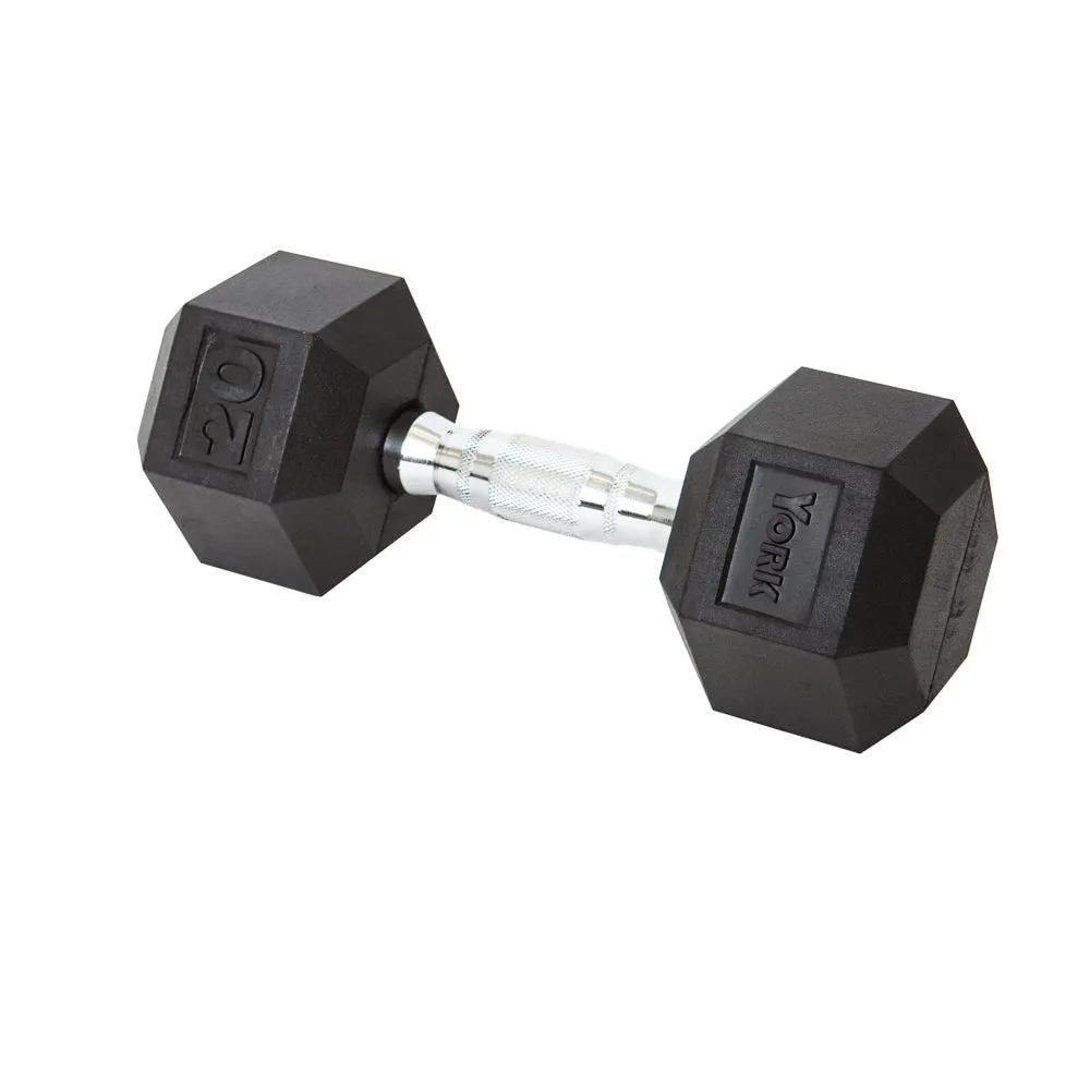 Rubber Hex Dumbbells Pairs York 2.5 to 125 lbs