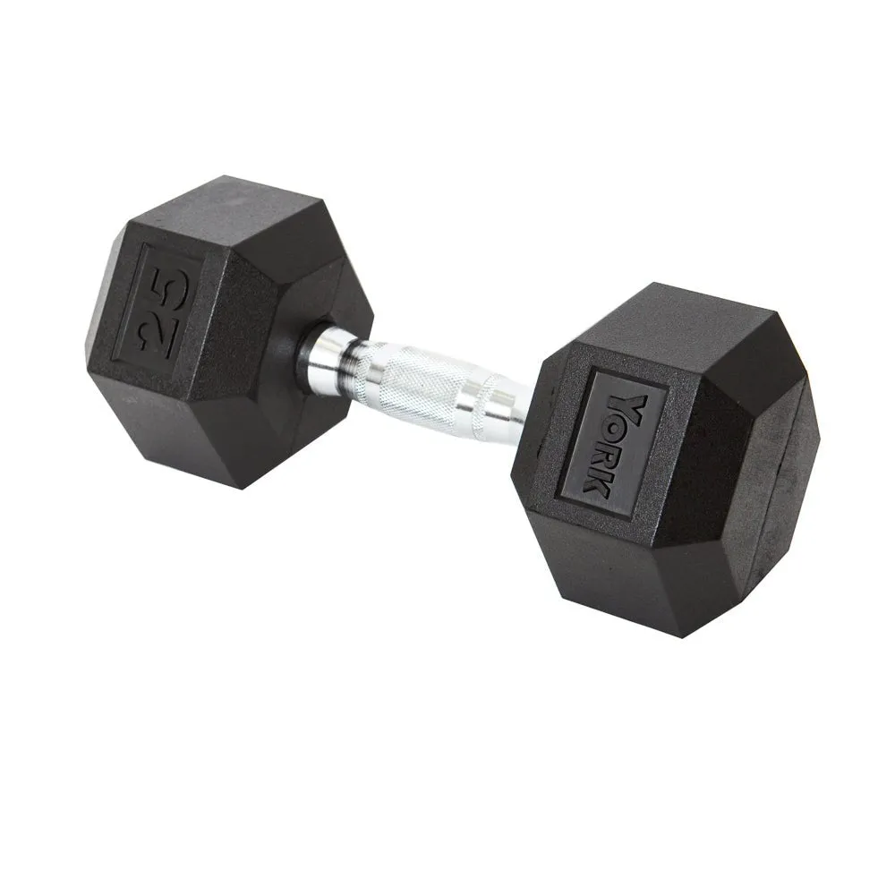 Rubber Hex Dumbbells Pairs York 2.5 to 125 lbs