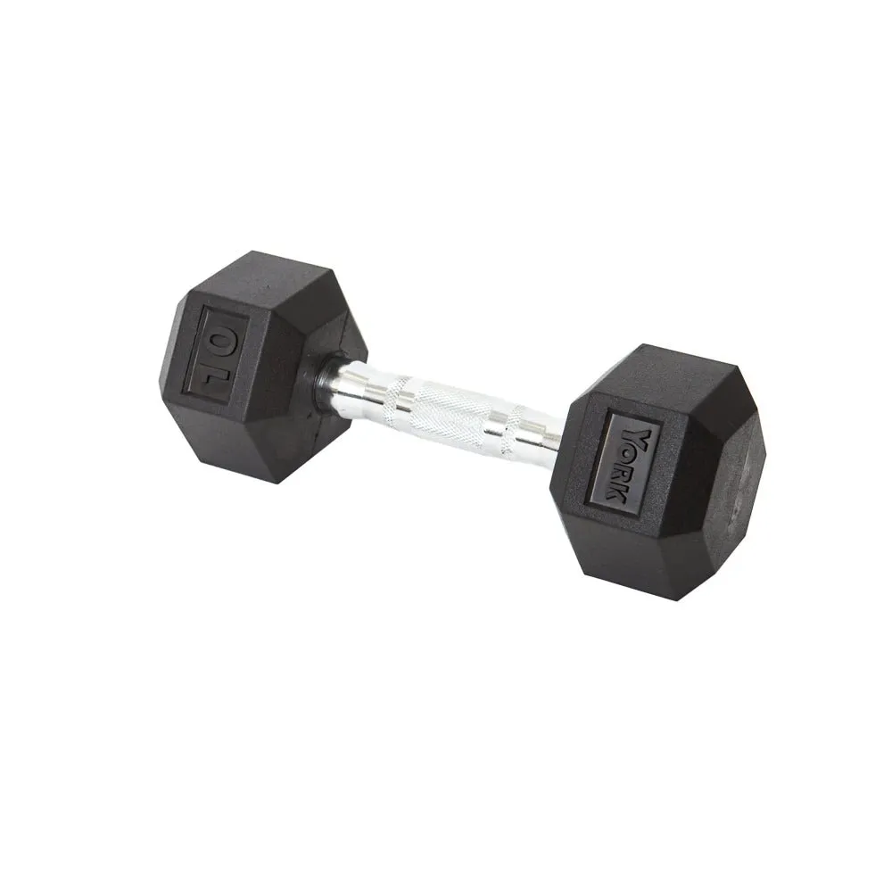 Rubber Hex Dumbbells Pairs York 2.5 to 125 lbs