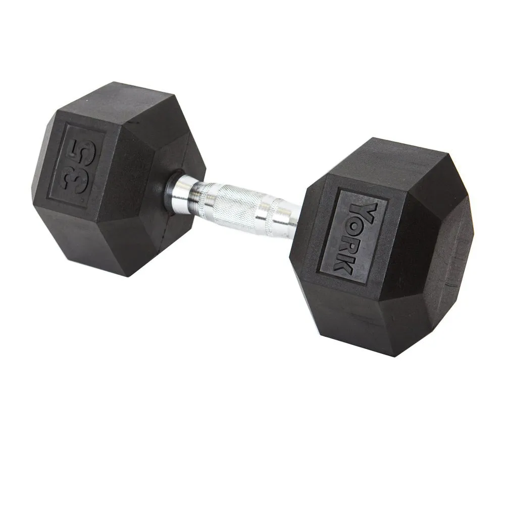 Rubber Hex Dumbbells Pairs York 2.5 to 125 lbs