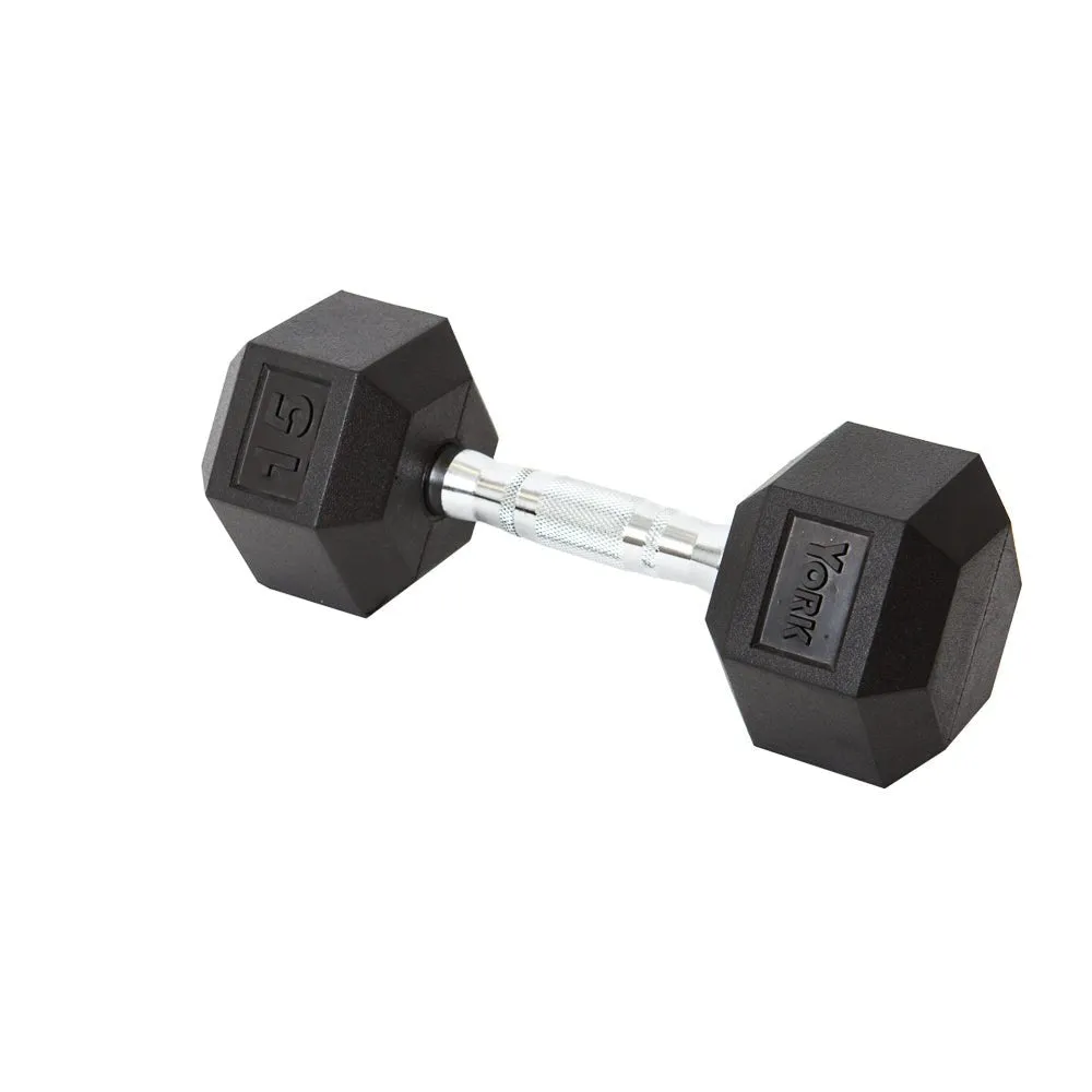 Rubber Hex Dumbbells Pairs York 2.5 to 125 lbs