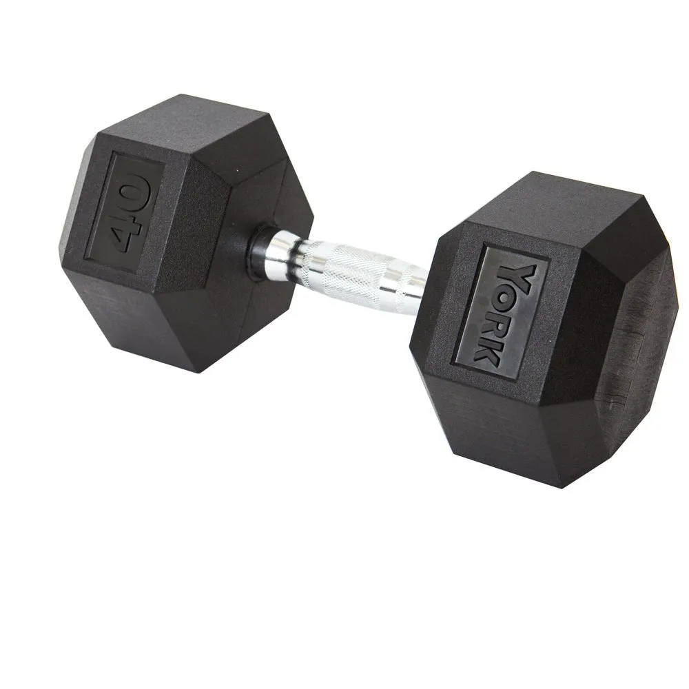 Rubber Hex Dumbbells Pairs York 2.5 to 125 lbs