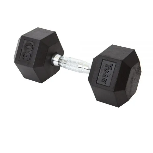 Rubber Hex Dumbbells Pairs York 2.5 to 125 lbs