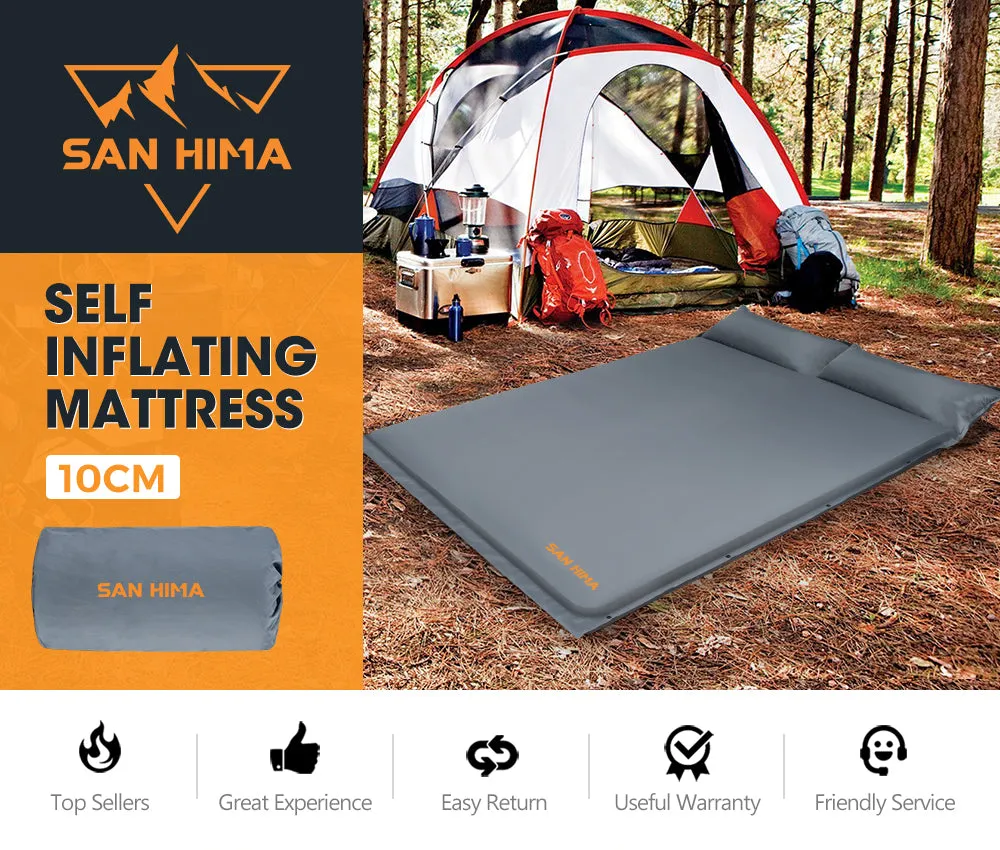 San Hima Self Inflating Mattress 10cm Sleeping Mat Camping Hiking Air Bed Double