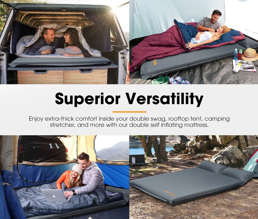 San Hima Self Inflating Mattress 10cm Sleeping Mat Camping Hiking Air Bed Double