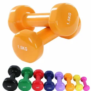 Solid Vinyl Dumbbell Pair 1.5Kg Orange